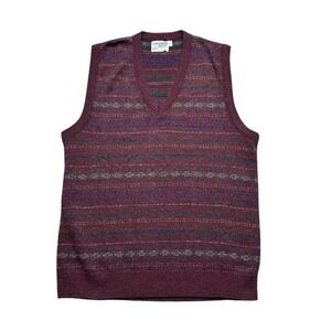 Vintage Crusader Reef Sweater‎ Vest Mens XL Tall Maroon Teal Green Golf Grandpa